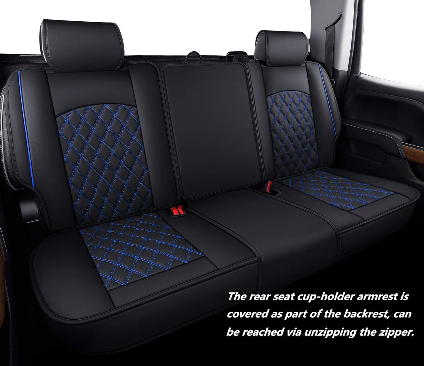 LUCKYMAN CLUB 2007-2024 GMC Sierra Chevy Chevrolet Silverado 1500 2500HD 3500HD Trail Boss Z71 Crew Double Extended Cab Waterproof Leather Truck Pickup Cuchion