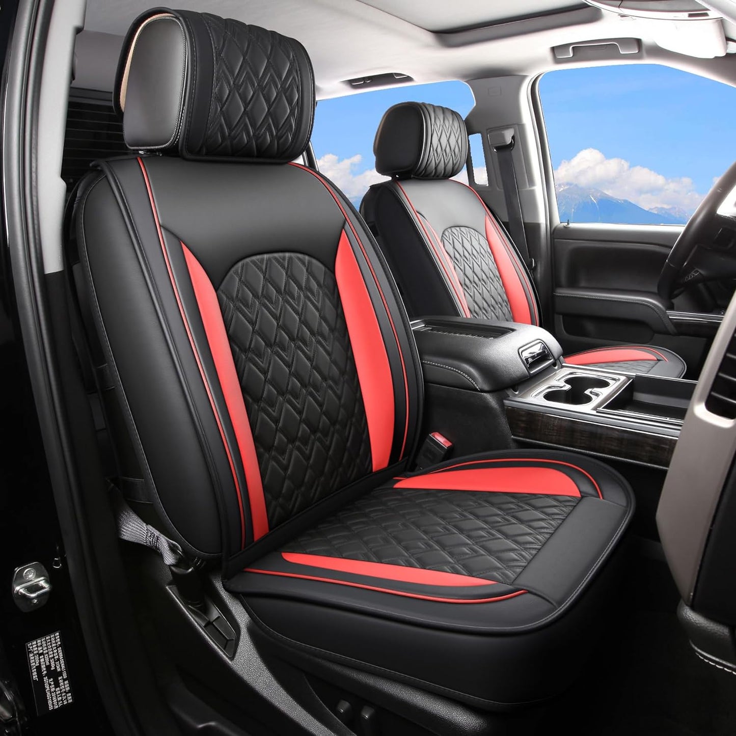 LUCKYMAN CLUB Chevy Silverado Seat Covers,Leather Seat Covers for GMC Sierra,Custom Fit 2007-2024 1500 2500HD 3500HD Crew Double Extended Regular Cab,LT LZT RST