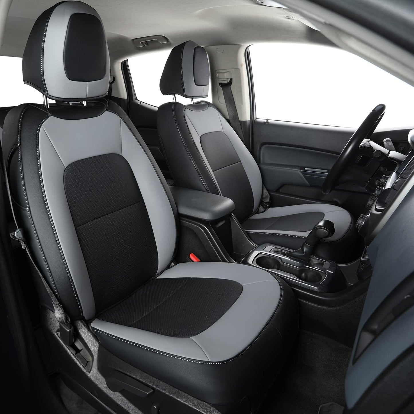LUCKYMAN CLUB Chevy Colorado Seat Covers, fit for Colorado Canyon Crew Cab Z71 LT ZR2 Work Truck 2015 2016 2017 2018 2019 2020 2021 2022 with Faux Leather