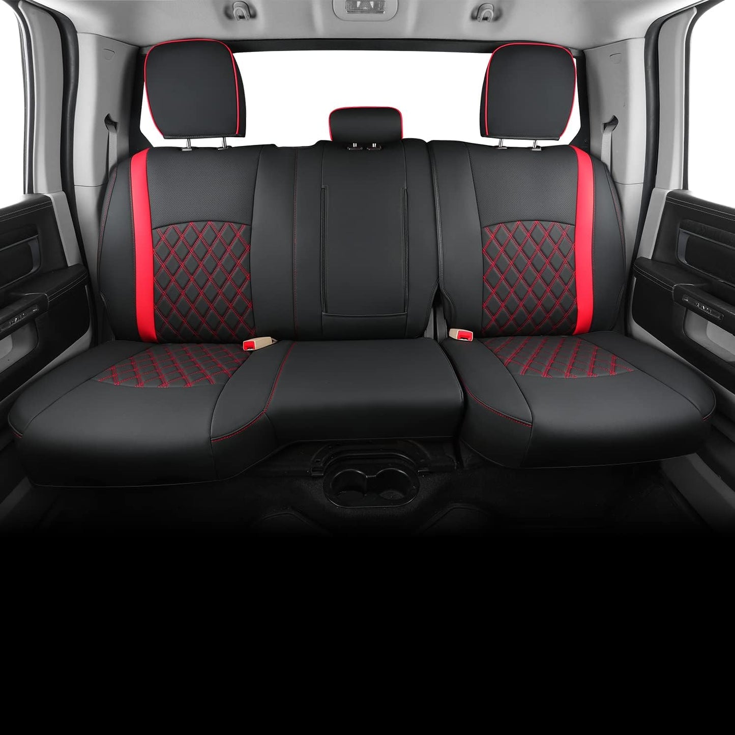 LUCKYMANCLUB Ram 1500Seat Covers,2011-2024,1500/2500/3500Crew Cab Waterproof Seat Covers FullSet, Custom Fit Ram Bighorn Laramie Limited Rebel Longhorn Pickup with 4/6 Split Rear Seat