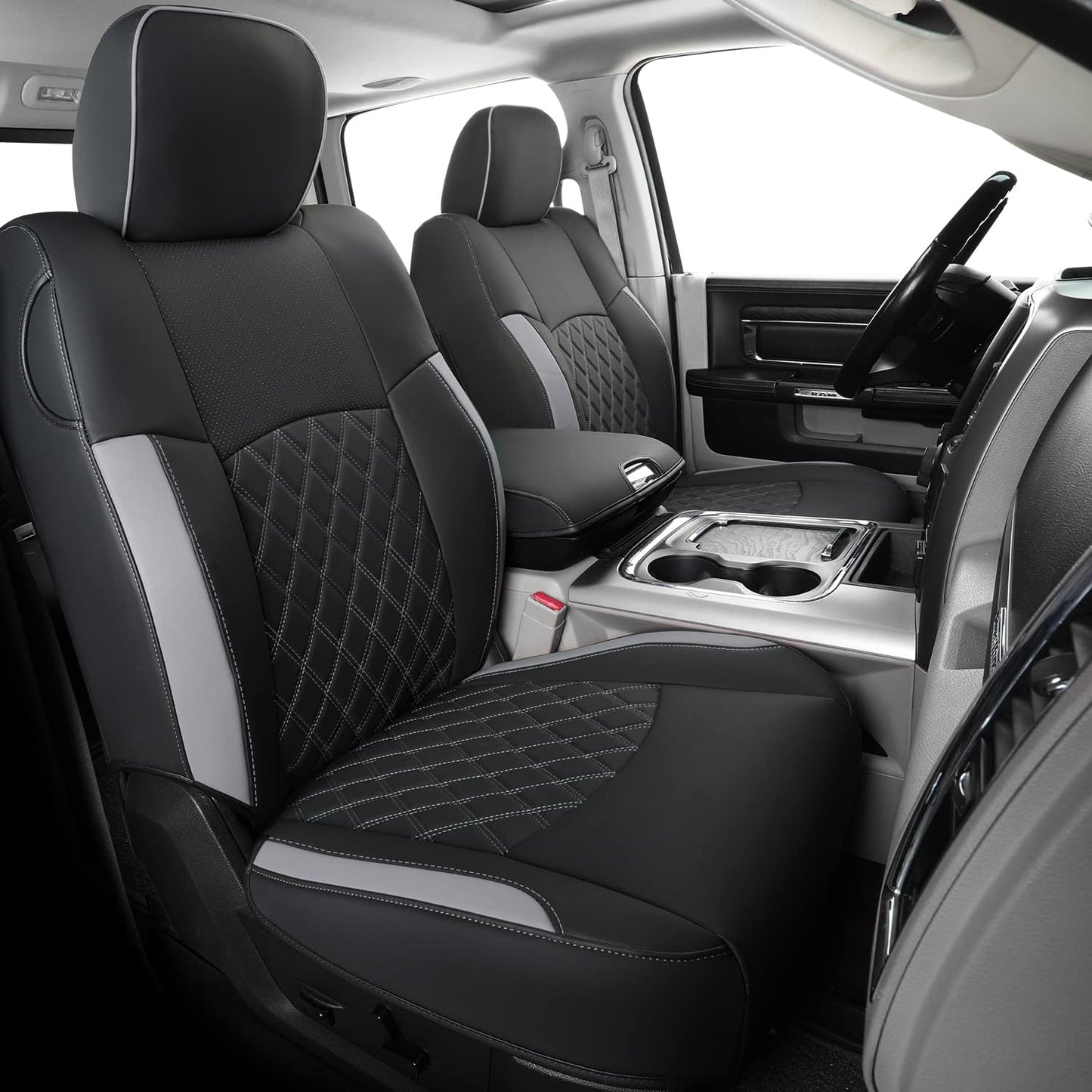 LUCKYMANCLUB Ram 1500Seat Covers,2011-2024,1500/2500/3500Crew Cab Waterproof Seat Covers FullSet, Custom Fit Ram Bighorn Laramie Limited Rebel Longhorn Pickup with 4/6 Split Rear Seat