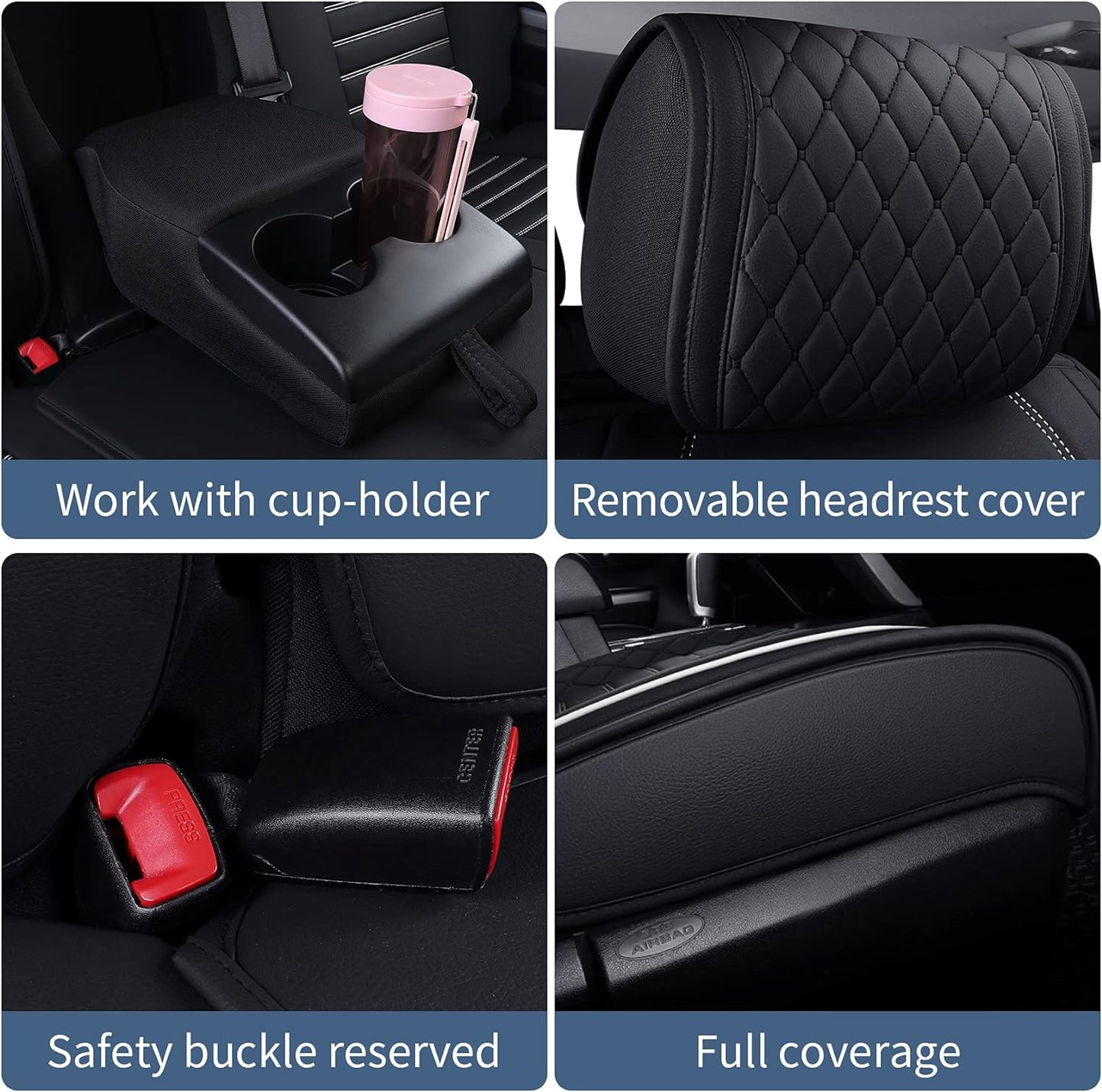 LUCKYMAN CLUB Tundra-Sitzbezüge, komplettes Set, kompatibel mit Toyota Tundra, individuelle Passform 2008–2024, Truck-Pickup, Crewmax Double Cab, wasserdichte Ledersitzkissen mit geteilter Bank 40/60