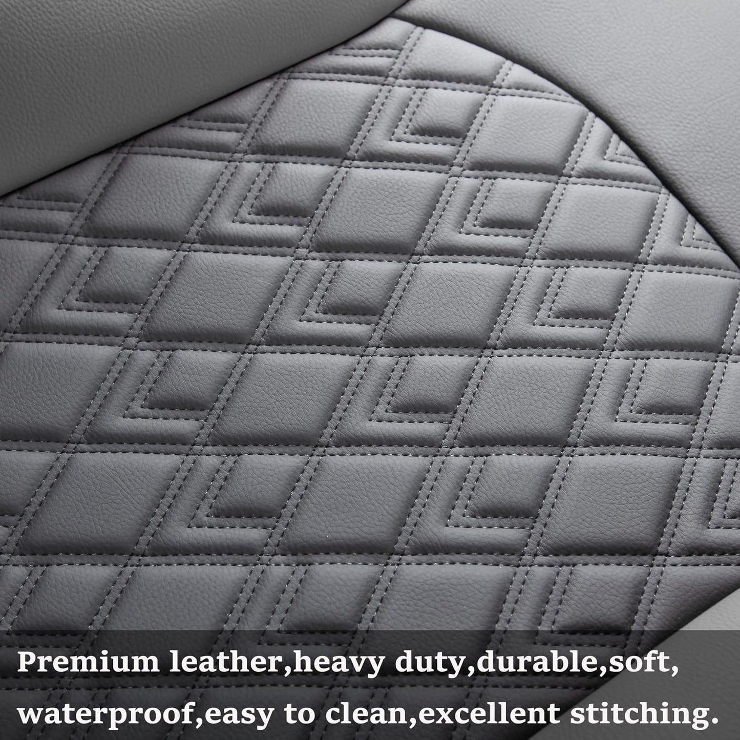 LUCKYMAN CLUB Chevy Silverado Seat Covers,Leather Seat Covers for GMC Sierra,Custom Fit 2007-2024 1500 2500HD 3500HD Crew Double Extended Regular Cab,LT LZT RST