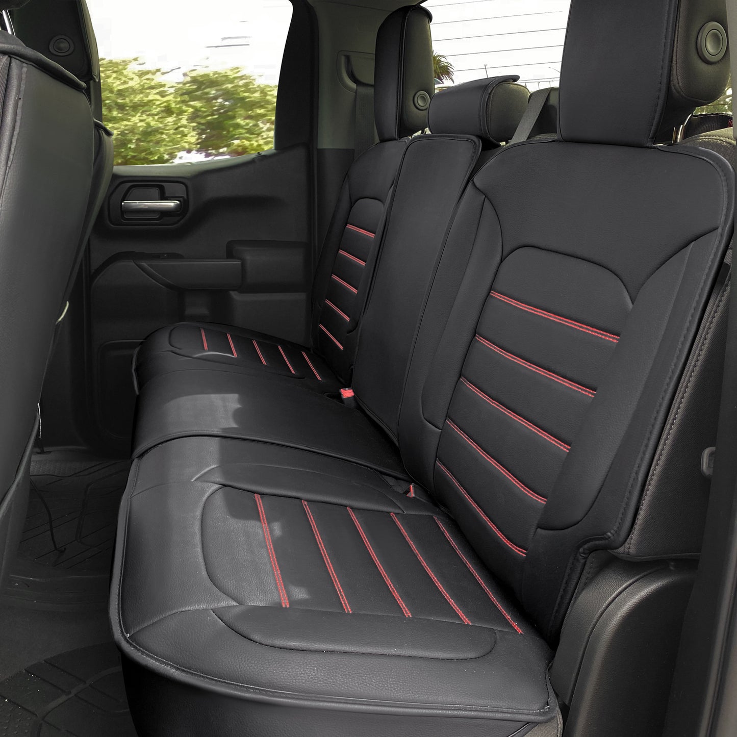 LUCKYMAN CLUB Silverado Seat Covers Fit for 2007-2024 Chevy Silverado Sierra 1500/2500 HD / 3500 HD Crew,Double,Extended Cab with Water Proof Faux Leather