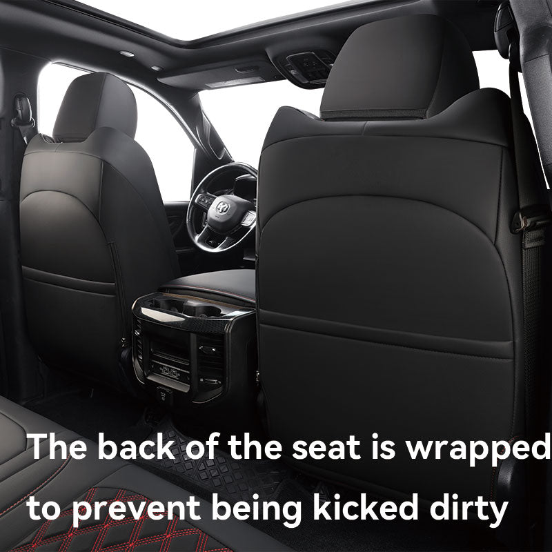 LUCKYMANCLUB Dodge Ram 1500 Seat Covers,2019-2024,1500/2500/3500Crew Cab Waterproof Seat Covers FullSet, Custom Fit Ram Bighorn Laramie Limited Rebel Longhorn Pickup with 4/6 Split Rear Seat