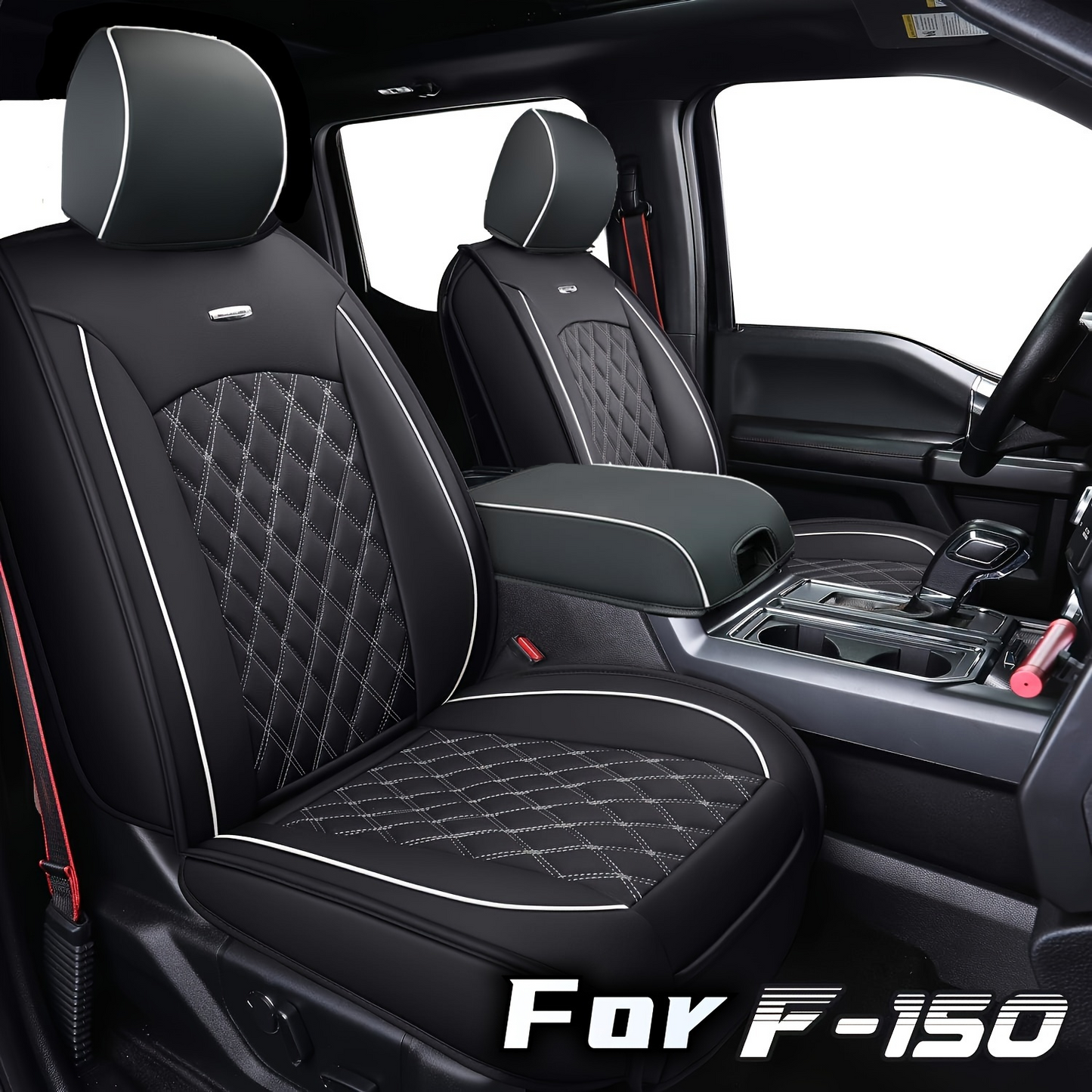 LUCKYMAN CLUB Ford F150 Seat Cover for 2015-2024 F150 and 2017-2024 F250 F350 F450 Super Duty Crew Cab Pickups Faux Leather