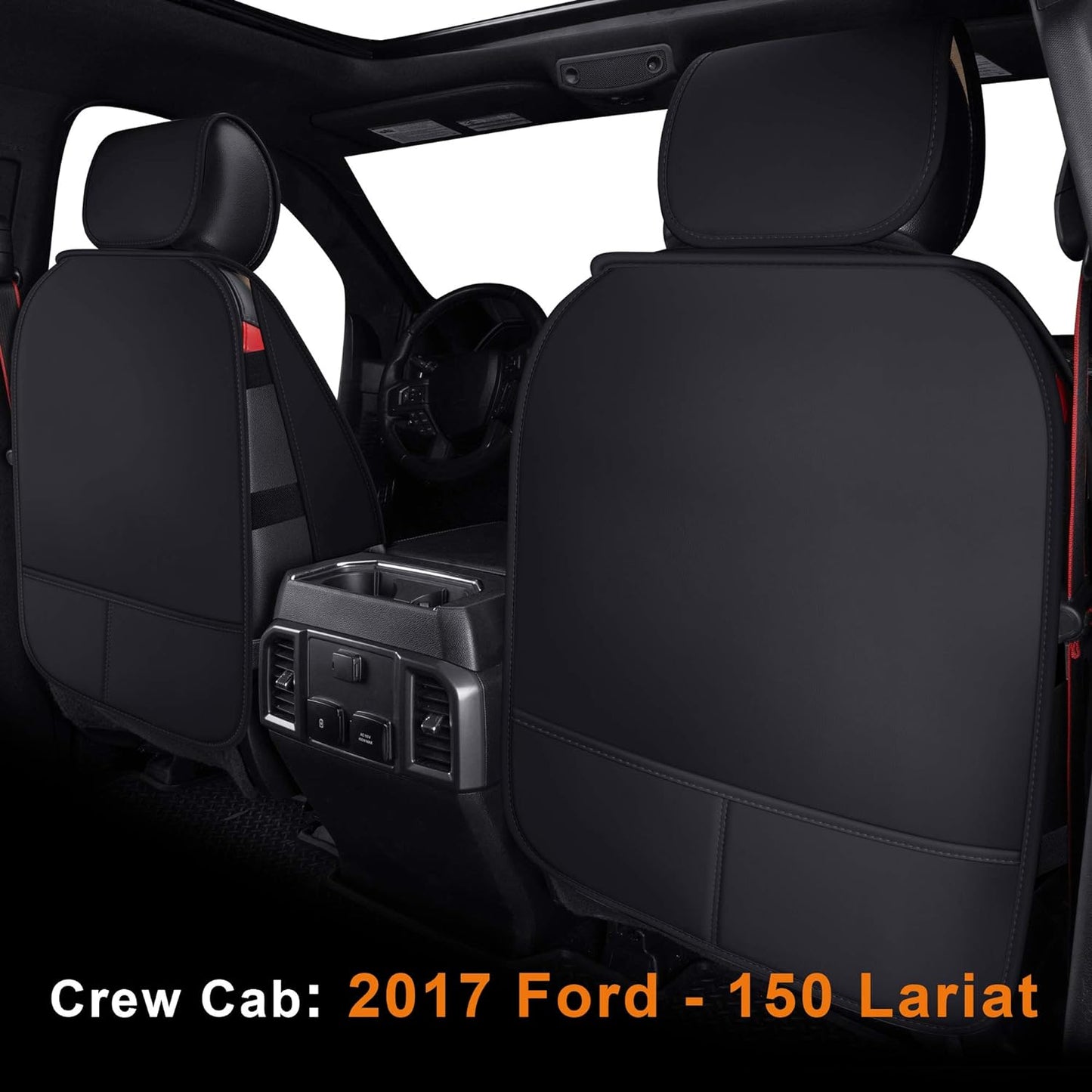 LUCKYMAN CLUB Seat Covers fit for Ford F150 Crew Cab from 2015 to 2024 and fit for F250 F350 F450 Crew Cab from 2017 to 2024 with Faux Leather