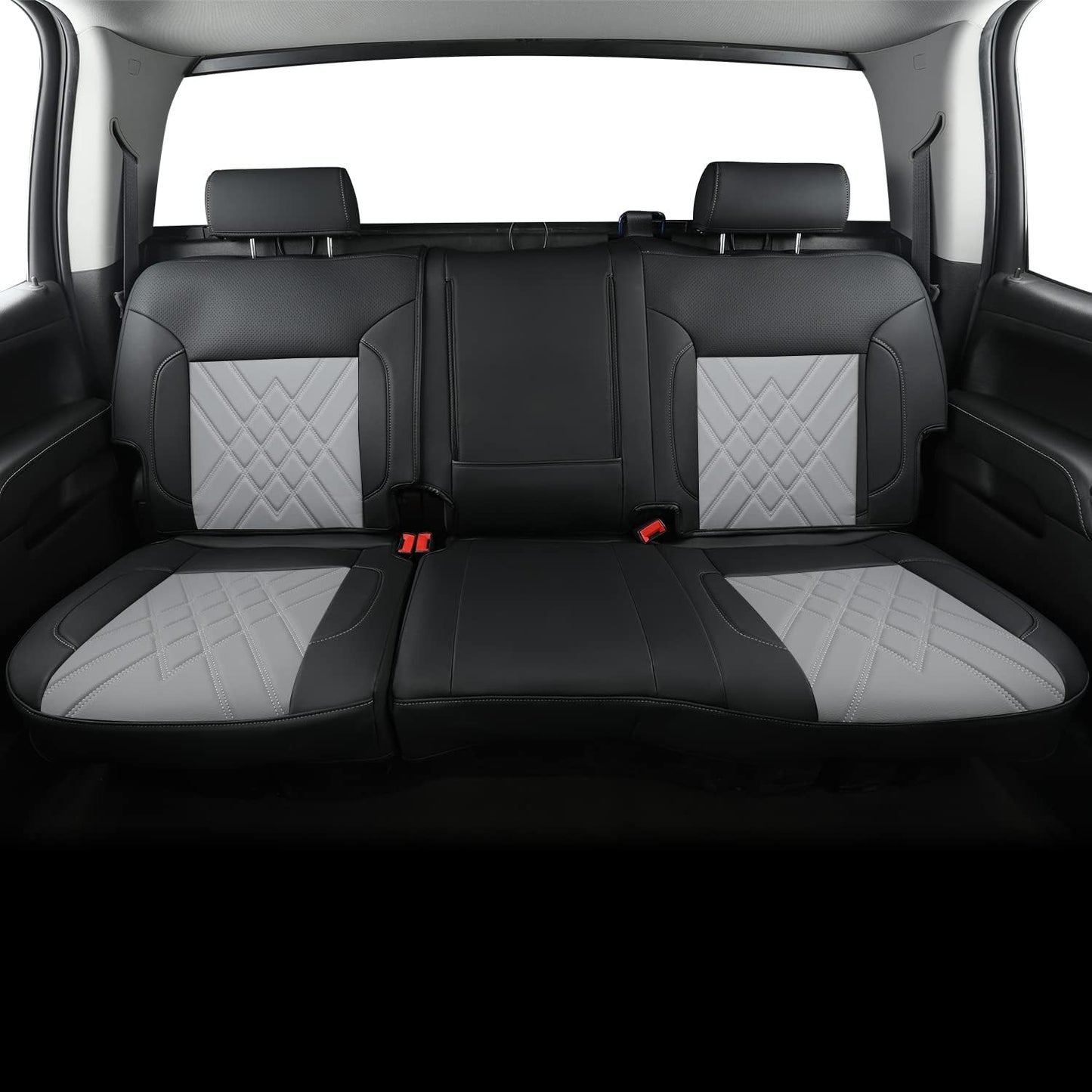 LUCKYMAN CLUB Chevy Sliverado Leder-LKW-Sitzbezüge 2014-2018 Für 1500&2500&3500HD Maßgefertigtes, rundum umhülltes, ganzjähriges, wasserdichtes Leder