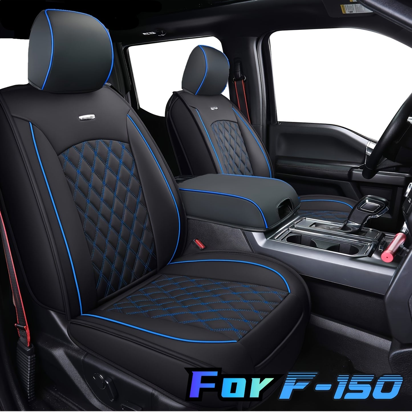 LUCKYMAN CLUB Ford F150 Seat Cover for 2015-2024 F150 and 2017-2024 F250 F350 F450 Super Duty Crew Cab Pickups Faux Leather