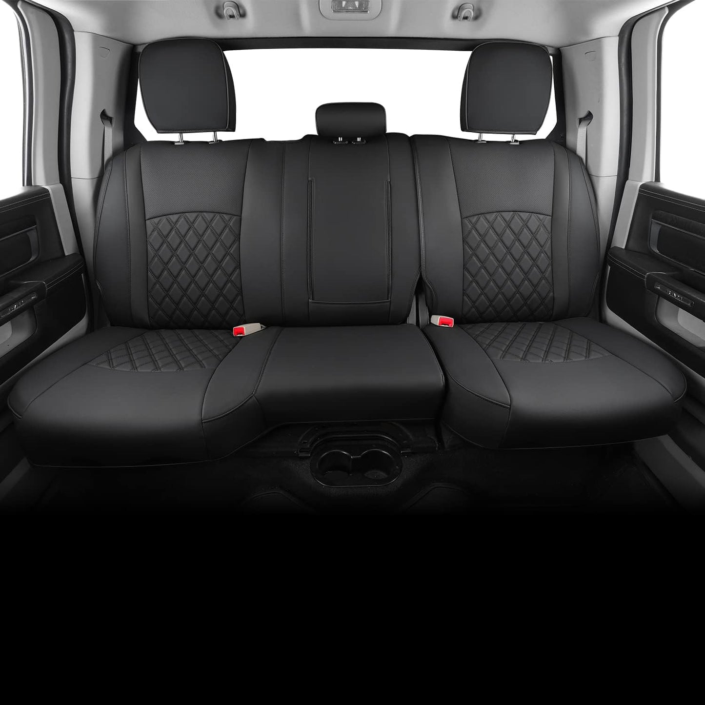 LUCKYMANCLUB Ram 1500Seat Covers,2011-2024,1500/2500/3500Crew Cab Waterproof Seat Covers FullSet, Custom Fit Ram Bighorn Laramie Limited Rebel Longhorn Pickup with 4/6 Split Rear Seat