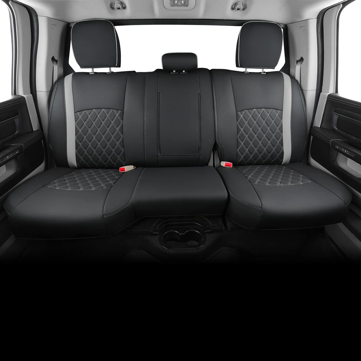 LUCKYMANCLUB Ram 1500Seat Covers,2011-2024,1500/2500/3500Crew Cab Waterproof Seat Covers FullSet, Custom Fit Ram Bighorn Laramie Limited Rebel Longhorn Pickup with 4/6 Split Rear Seat