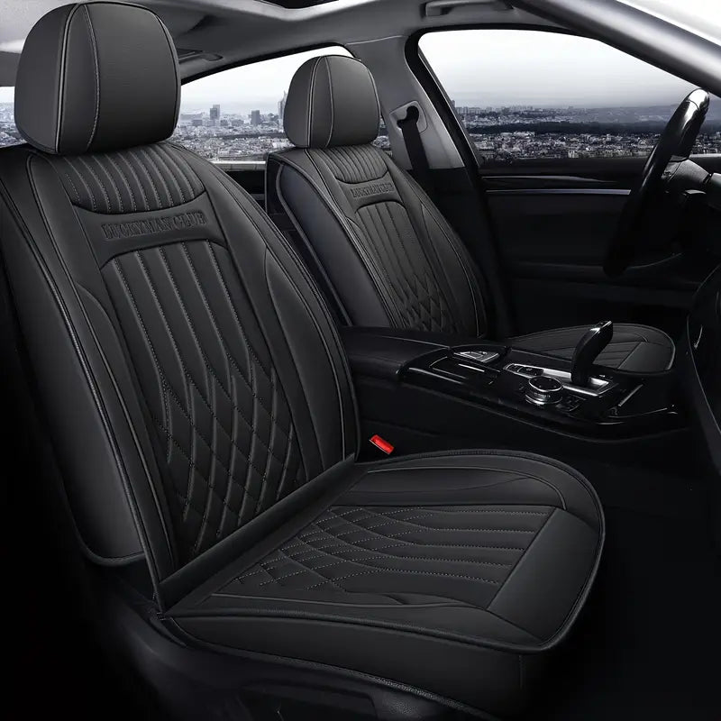 LUCKYMAN CLUB Full set of faux leather 5-seat sedans car seat covers for most cars, SUVs, sedans and pickup trucks, car faux leather cushion covers as Elentra Sonata Tucson Chevy Equinox Vw CRV Mazda6