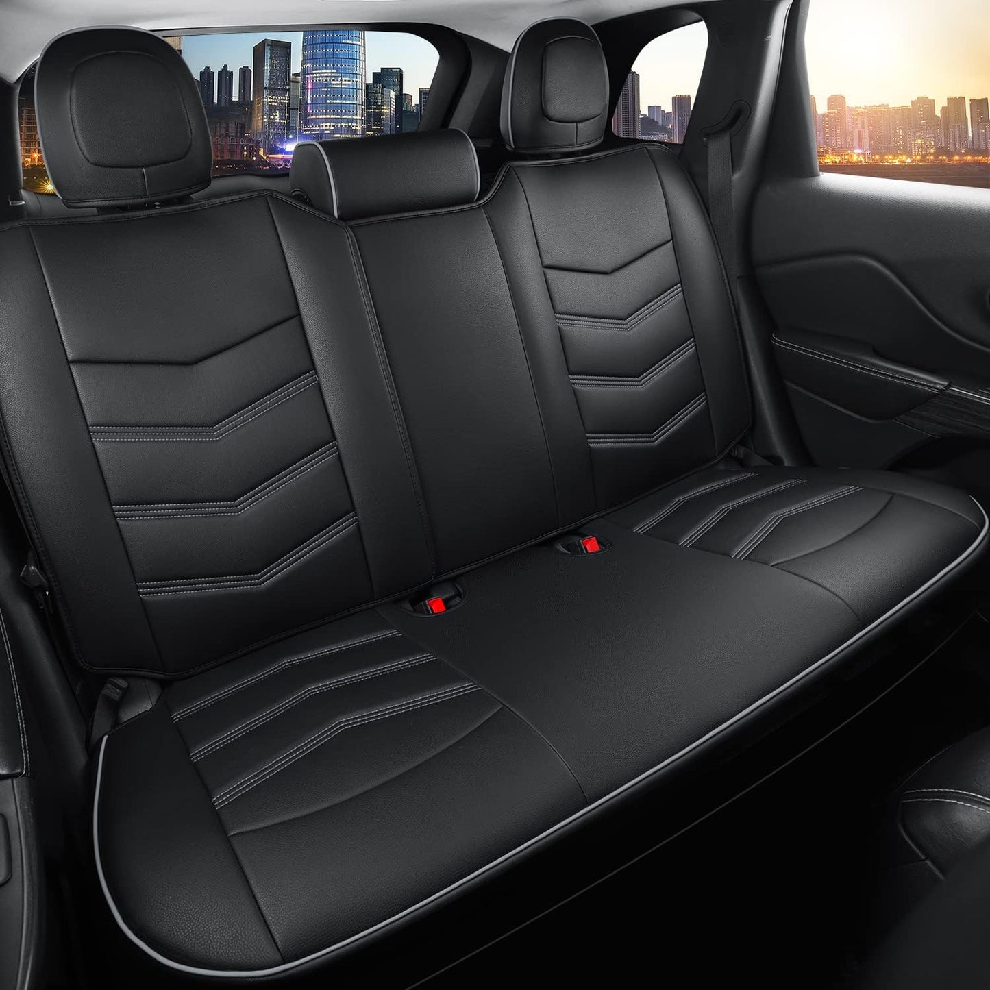 LUCKYMAN CLUB Jeep Cherokee Custom Seat Covers Fit 2014 2015 2016 2017 2018 2019 2020 2021 2022 2023 2024 years Cushions with Waterproof Faux Leather Car Accessories