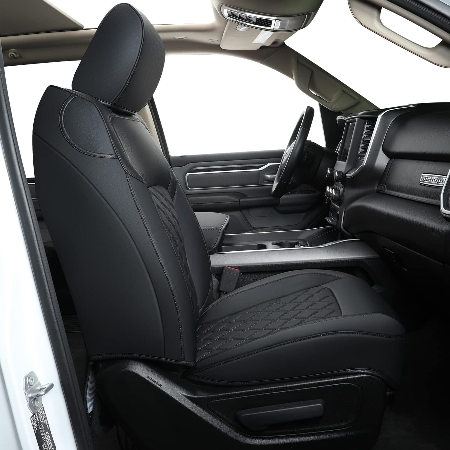 LUCKYMANCLUB Ram 1500Seat Covers,2011-2024,1500/2500/3500Crew Cab Waterproof Seat Covers FullSet, Custom Fit Ram Bighorn Laramie Limited Rebel Longhorn Pickup with 4/6 Split Rear Seat