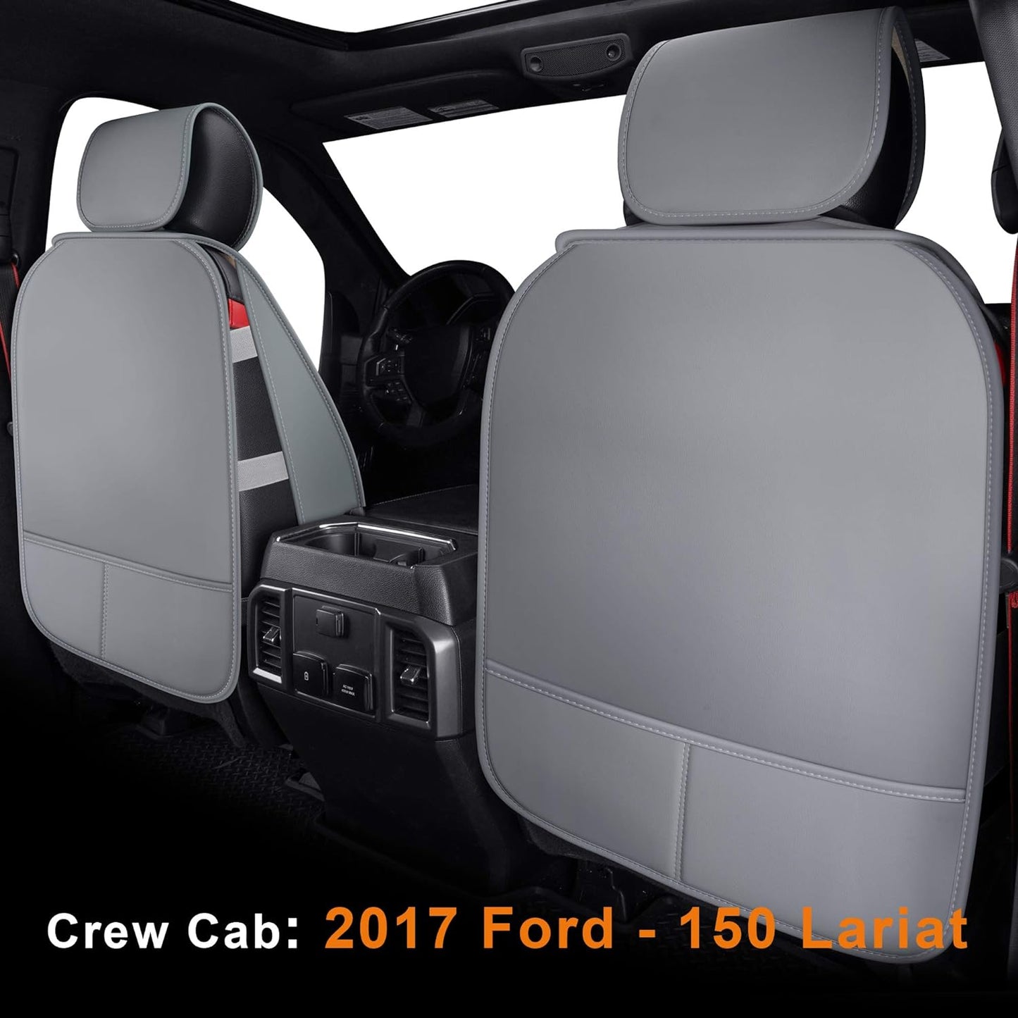LUCKYMAN CLUB Seat Covers fit for Ford F150 Crew Cab from 2015 to 2024 and fit for F250 F350 F450 Crew Cab from 2017 to 2024 with Faux Leather