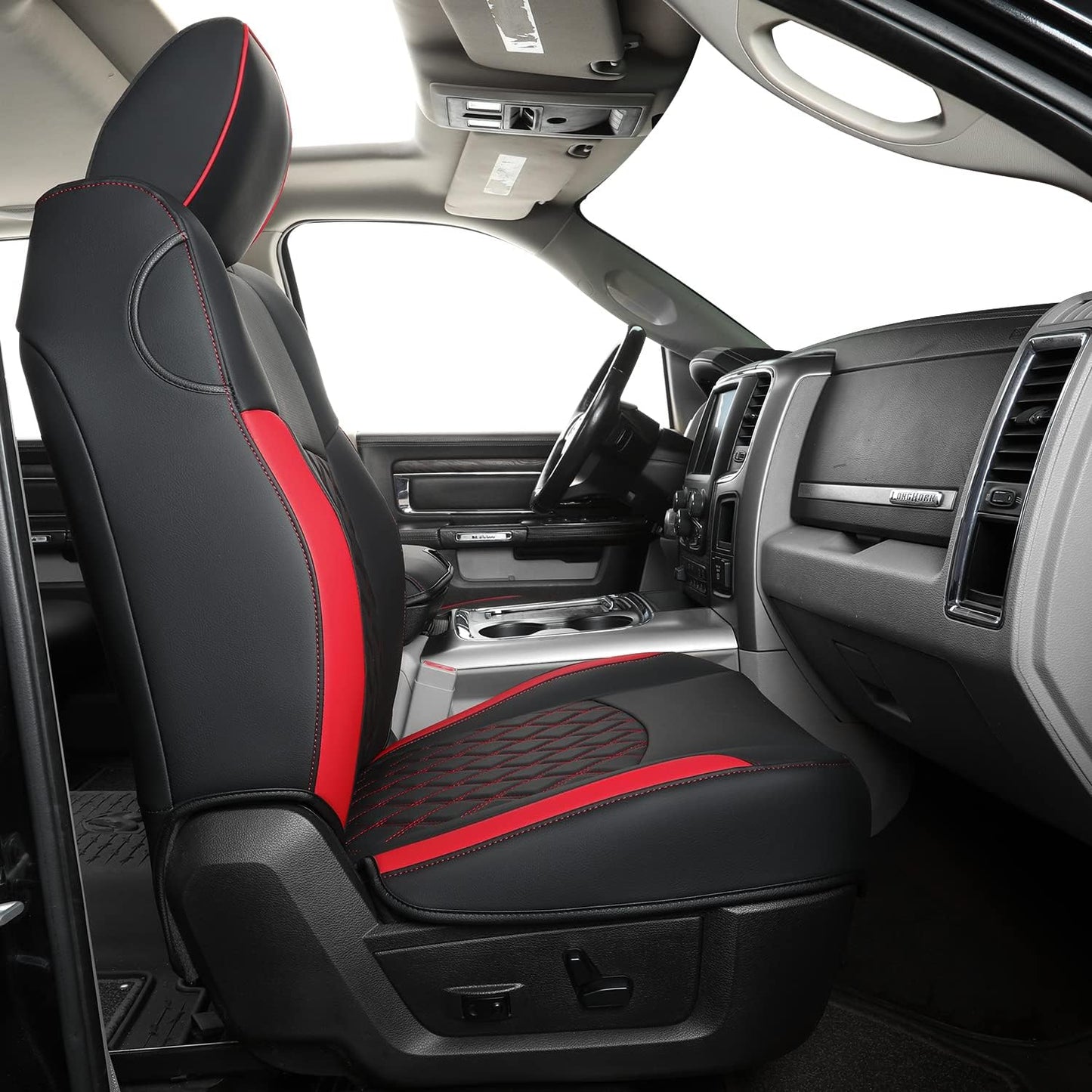 LUCKYMANCLUB Ram 1500Seat Covers,2011-2024,1500/2500/3500Crew Cab Waterproof Seat Covers FullSet, Custom Fit Ram Bighorn Laramie Limited Rebel Longhorn Pickup with 4/6 Split Rear Seat