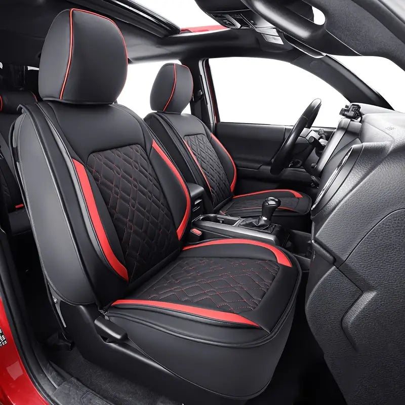 LUCKYMAN CLUB Tacoma Seat Covers, Fit for 2005-2023 Tacoma Crew Cab SR SR5 TRD Sport TRD Off-Road PreRunner with Water Proof Faux Leather