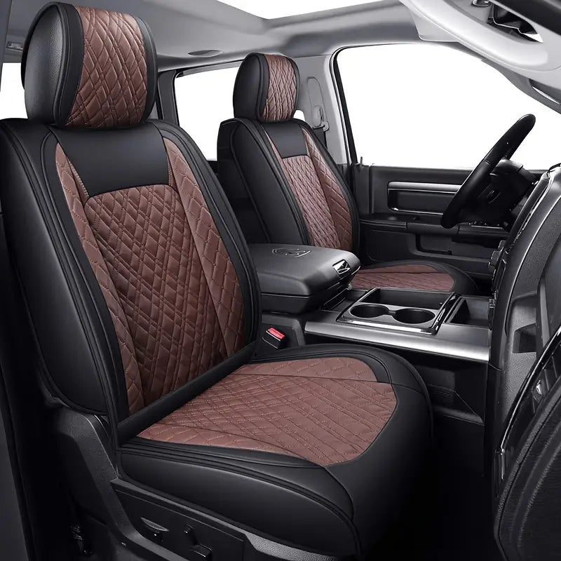 LUCKYMAN CLUB Dodge Ram Trucks Seat Covers Compatible with 2009-2024 1500 2010-2024 2500 3500 Crew Double Mega Quad Cab Tradesman Classic Laramie Bighorn Longhorn Full Set Black Red