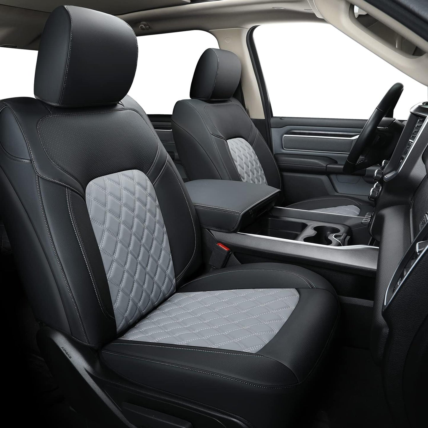 LUCKYMANCLUB Ram 1500Seat Covers,2011-2024,1500/2500/3500Crew Cab Waterproof Seat Covers FullSet, Custom Fit Ram Bighorn Laramie Limited Rebel Longhorn Pickup with 4/6 Split Rear Seat
