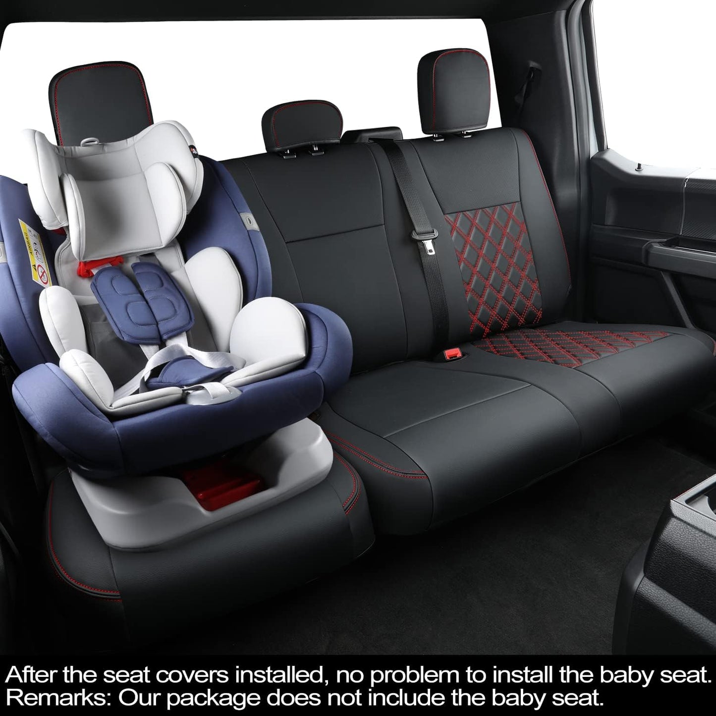 LUCKYMAN CLUB F150 SuperCrew 2009-2024 Custom Pickup Car Truck Seat Covers XLT, Waterproof Faux Leather, Full Coverage, Also Fit 2010-2024 F250/F350/F450