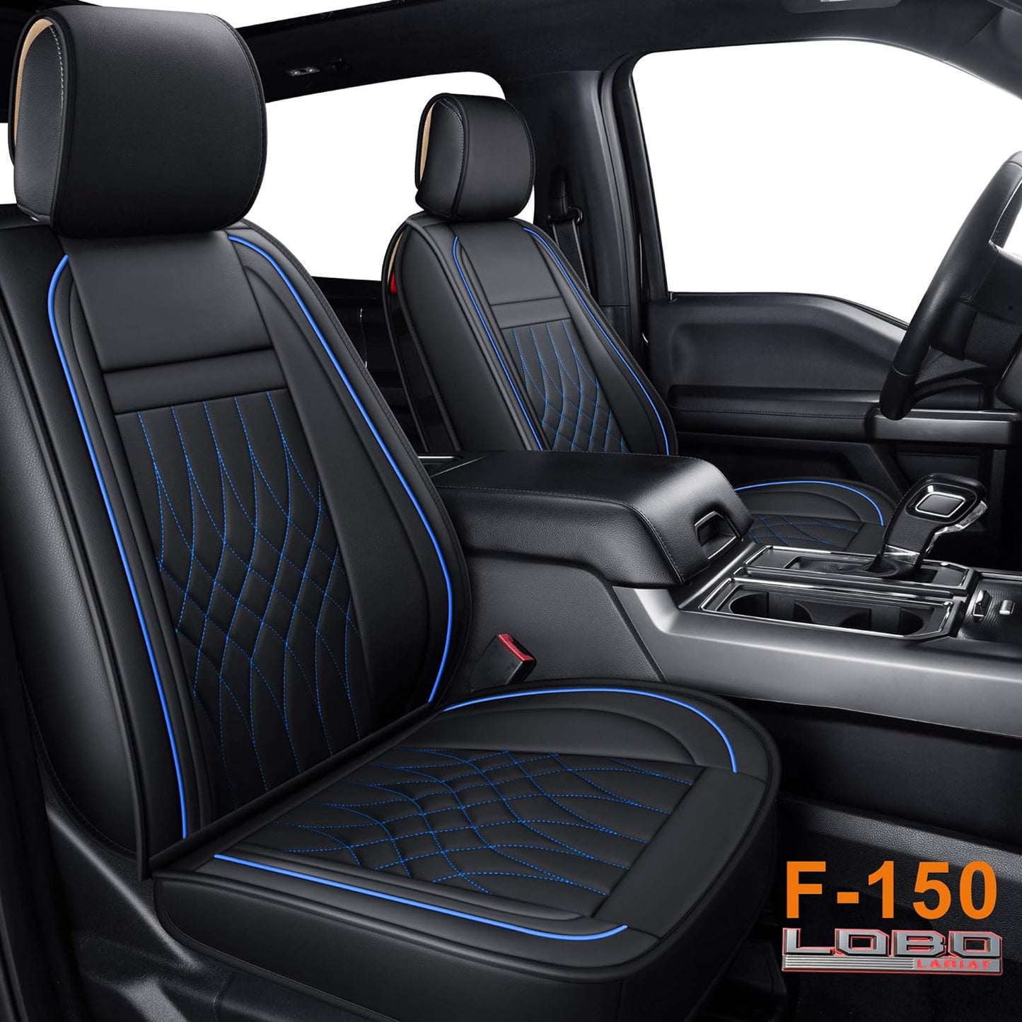 LUCKYMAN CLUB Seat Covers fit for Ford F150 Crew Cab from 2015 to 2024 and fit for F250 F350 F450 Crew Cab from 2017 to 2024 with Faux Leather