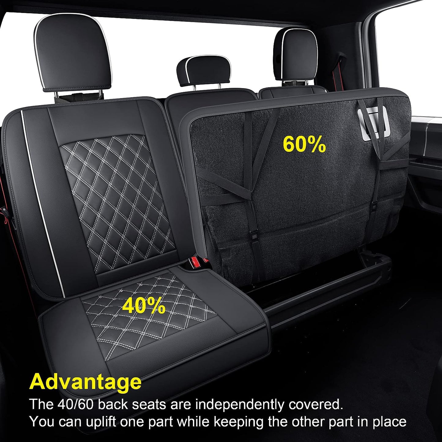LUCKYMAN CLUB F150 Faux Leather Seat Covers Fit for 2015-2024 F150 SuperCrew and 2017-2024 F250 F350 F450 Super Duty Crew Cab Pickup Trucks