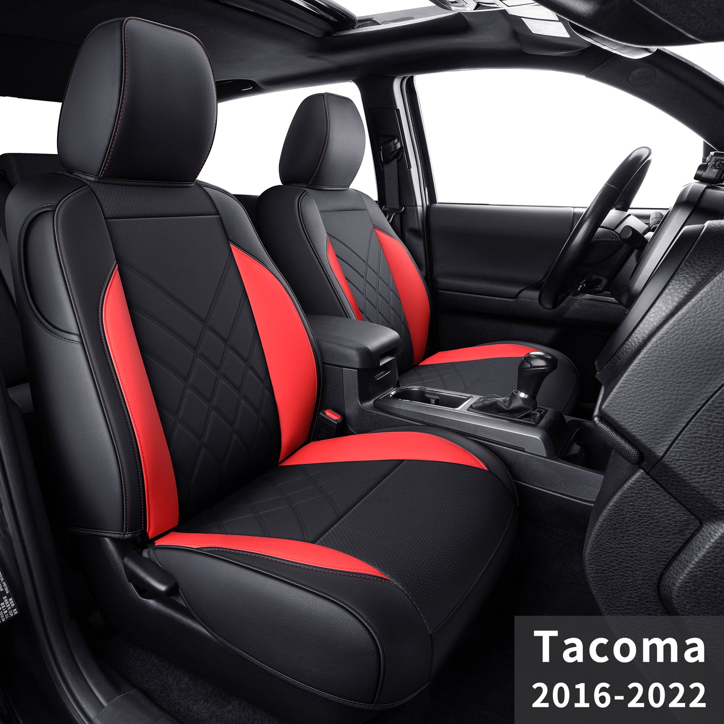 LUCKYMAN CLUB Tacoma Full Seat Covers, suitable for Tacoma 2016-2023 Seat covers for five persons double cab, artificial leather, four seasons available, breathable and comfortable