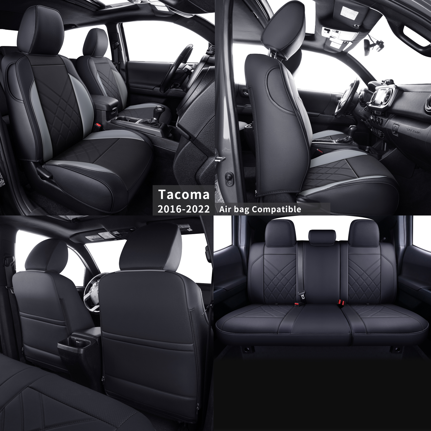 LUCKYMAN CLUB Tacoma Full Seat Covers, suitable for Tacoma 2016-2023 Seat covers for five persons double cab, artificial leather, four seasons available, breathable and comfortable