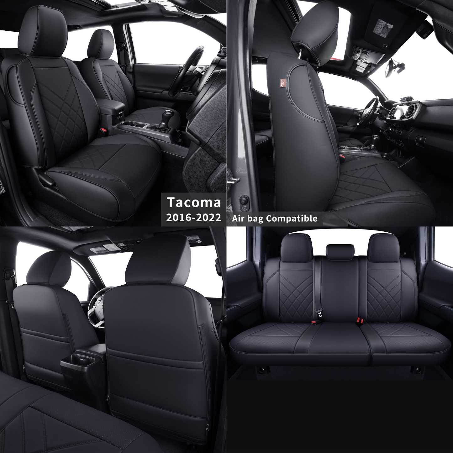 LUCKYMAN CLUB Tacoma Full Seat Covers, suitable for Tacoma 2016-2023 Seat covers for five persons double cab, artificial leather, four seasons available, breathable and comfortable