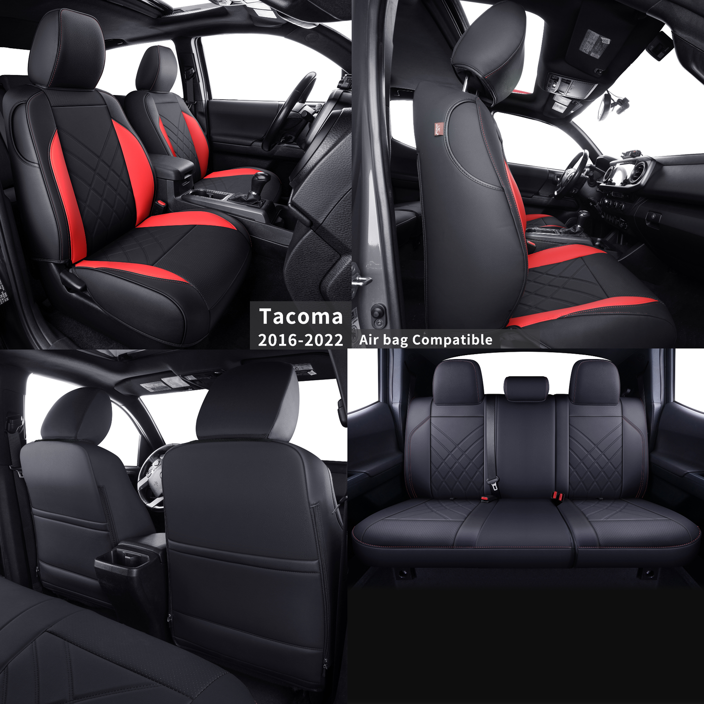 LUCKYMAN CLUB Tacoma Full Seat Covers, suitable for Tacoma 2016-2023 Seat covers for five persons double cab, artificial leather, four seasons available, breathable and comfortable