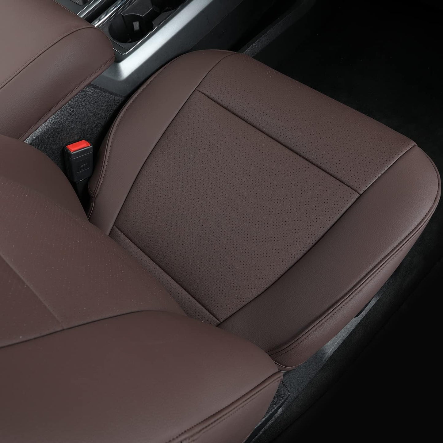 LUCKYMANCLUB F150 Faux Leather Seat Covers, Custom fit 2015-2024 Ford F150 SuperCrew, and 2017-2024 F250 F350 F450 Super Duty Crew Cab