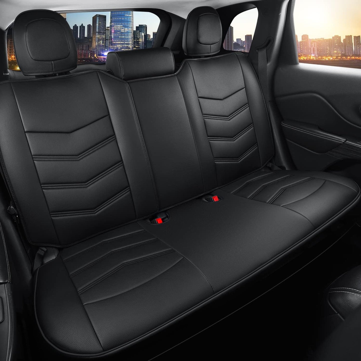LUCKYMAN CLUB Jeep Cherokee Custom Seat Covers Fit 2014 2015 2016 2017 2018 2019 2020 2021 2022 2023 2024 years Cushions with Waterproof Faux Leather Car Accessories