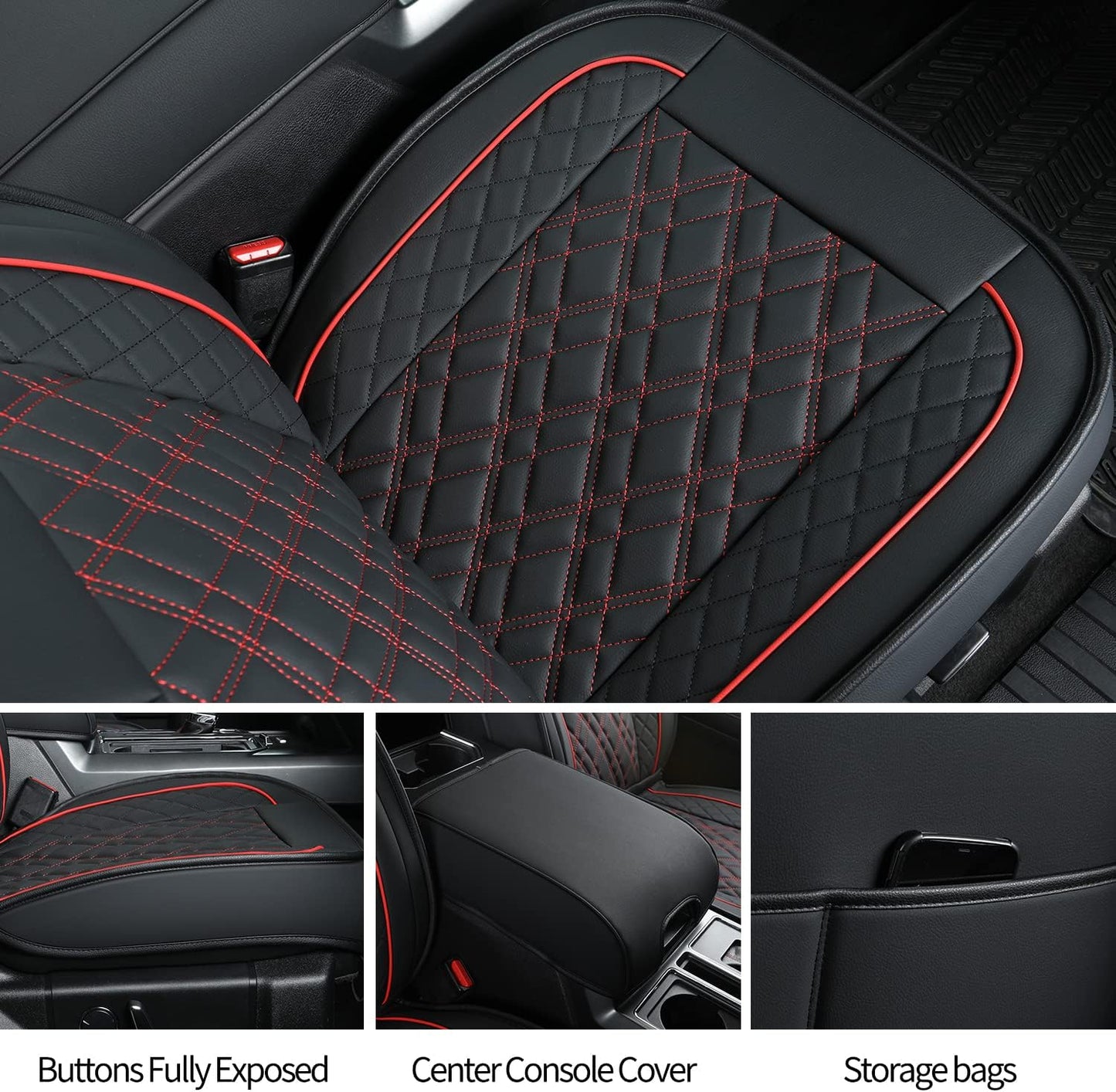 LUCKYMAN CLUB Ford F150 seat covers Fit 2009-2024 F150 SuperCrew and 2017-2024 F250 F350 F450 Crew Cab  With armrest box cushion, all seasons, waterproof leather cushions