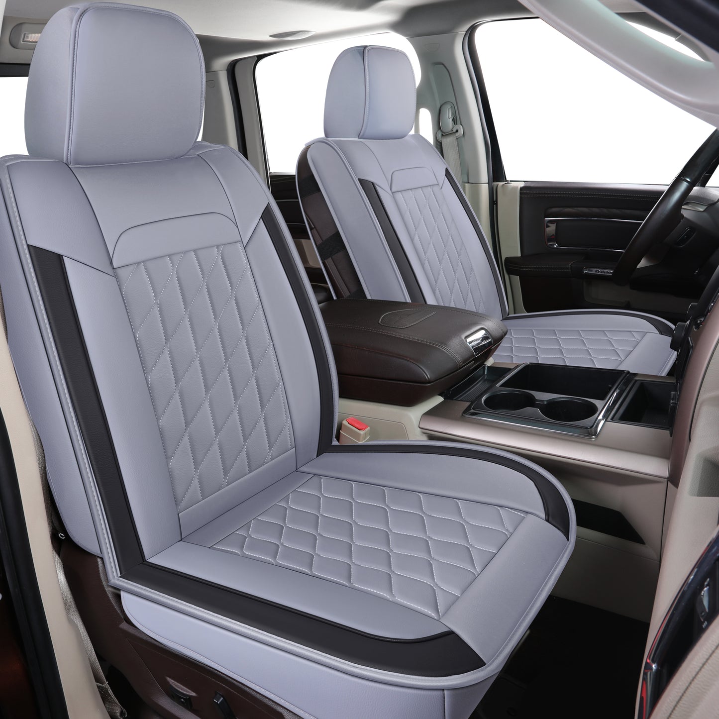 LUCKYMAN CLUB Ram 1500 Seat Covers Front and Back, Also Fit for Minority of The 2006-2020 Ram 2500 3500 Crew Cab& Quad Cab Pickup, with Faux Leather