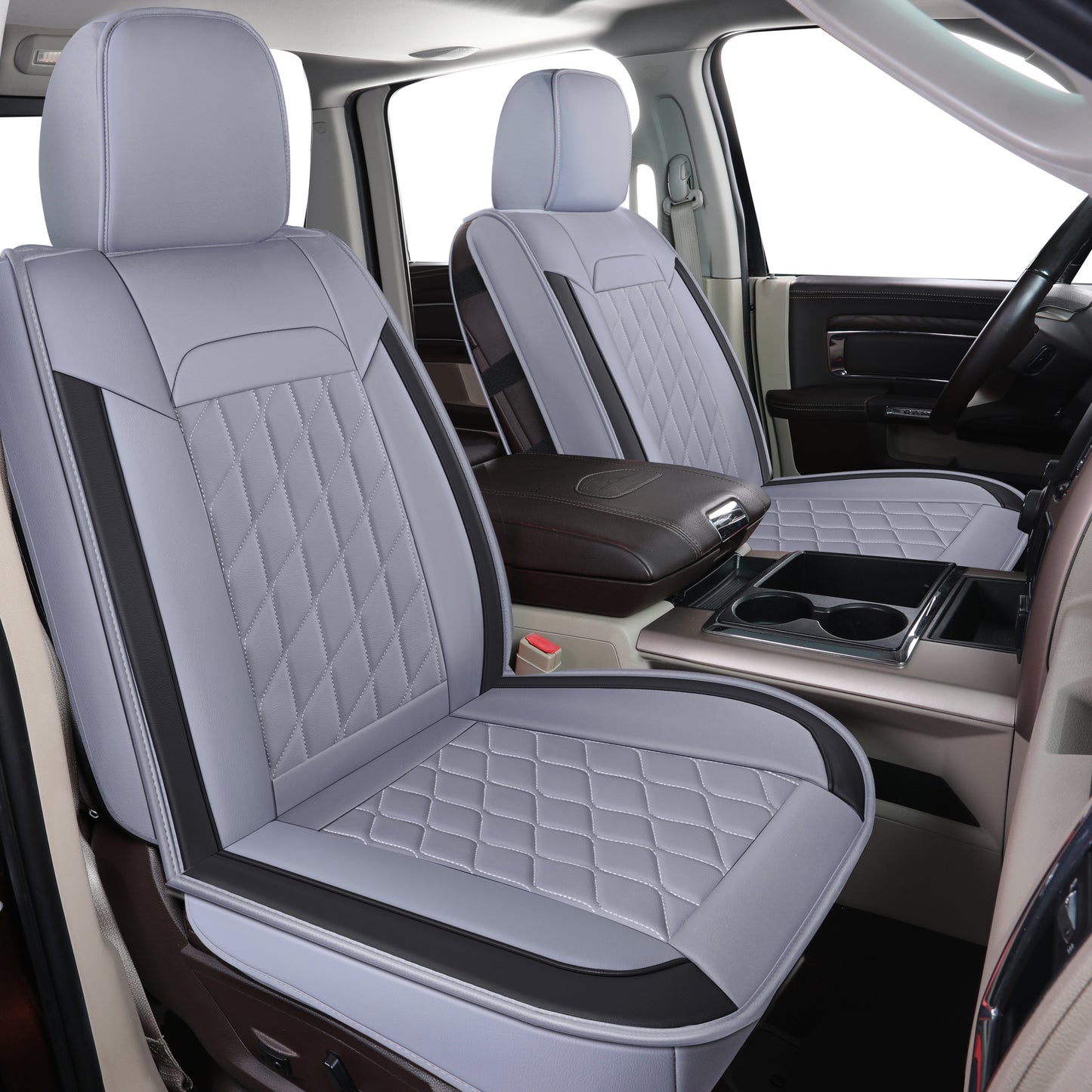 LUCKYMAN CLUB Ram 1500 Seat Covers Front and Back, Also Fit for Minority of The 2006-2020 Ram 2500 3500 Crew Cab& Quad Cab Pickup, with Faux Leather