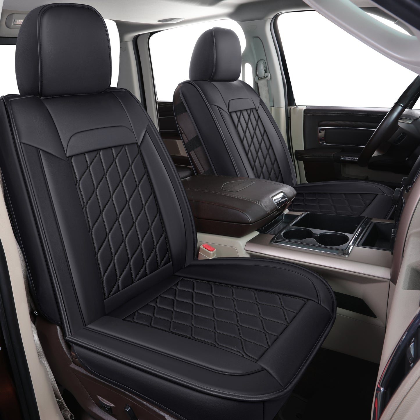 LUCKYMAN CLUB Ram 1500 Seat Covers Front and Back, Also Fit for Minority of The 2006-2020 Ram 2500 3500 Crew Cab& Quad Cab Pickup, with Faux Leather