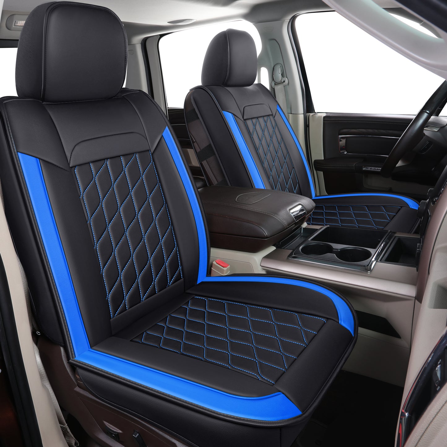 LUCKYMAN CLUB Ram 1500 Seat Covers Front and Back, Also Fit for Minority of The 2006-2020 Ram 2500 3500 Crew Cab& Quad Cab Pickup, with Faux Leather