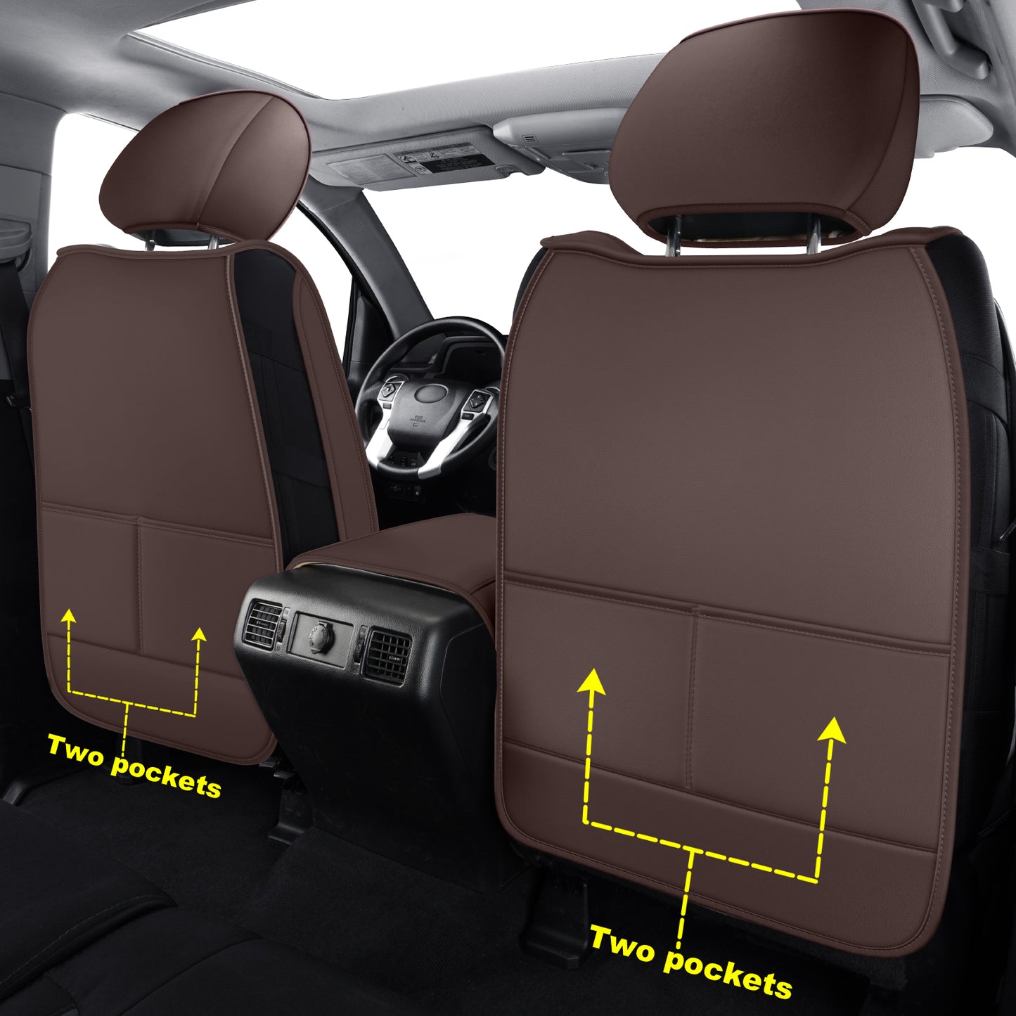 LUCKYMAN CLUB Tundra Seat Covers, Fit 2014-2021 Tundra Full Set Crew/CrewMax Cab, with Waterproof Faux Leather
