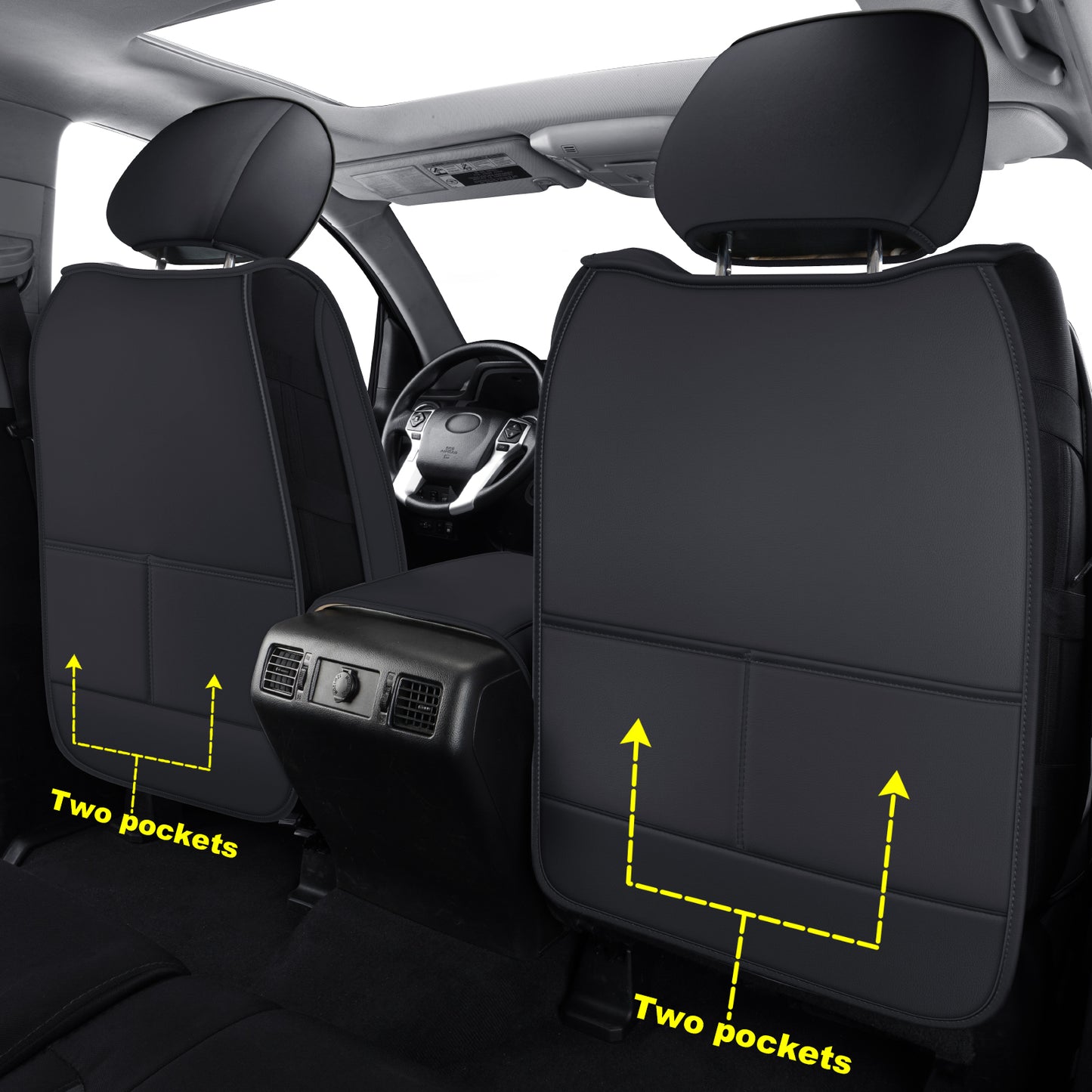 LUCKYMAN CLUB Tundra Seat Covers, Fit 2014-2021 Tundra Full Set Crew/CrewMax Cab, with Waterproof Faux Leather