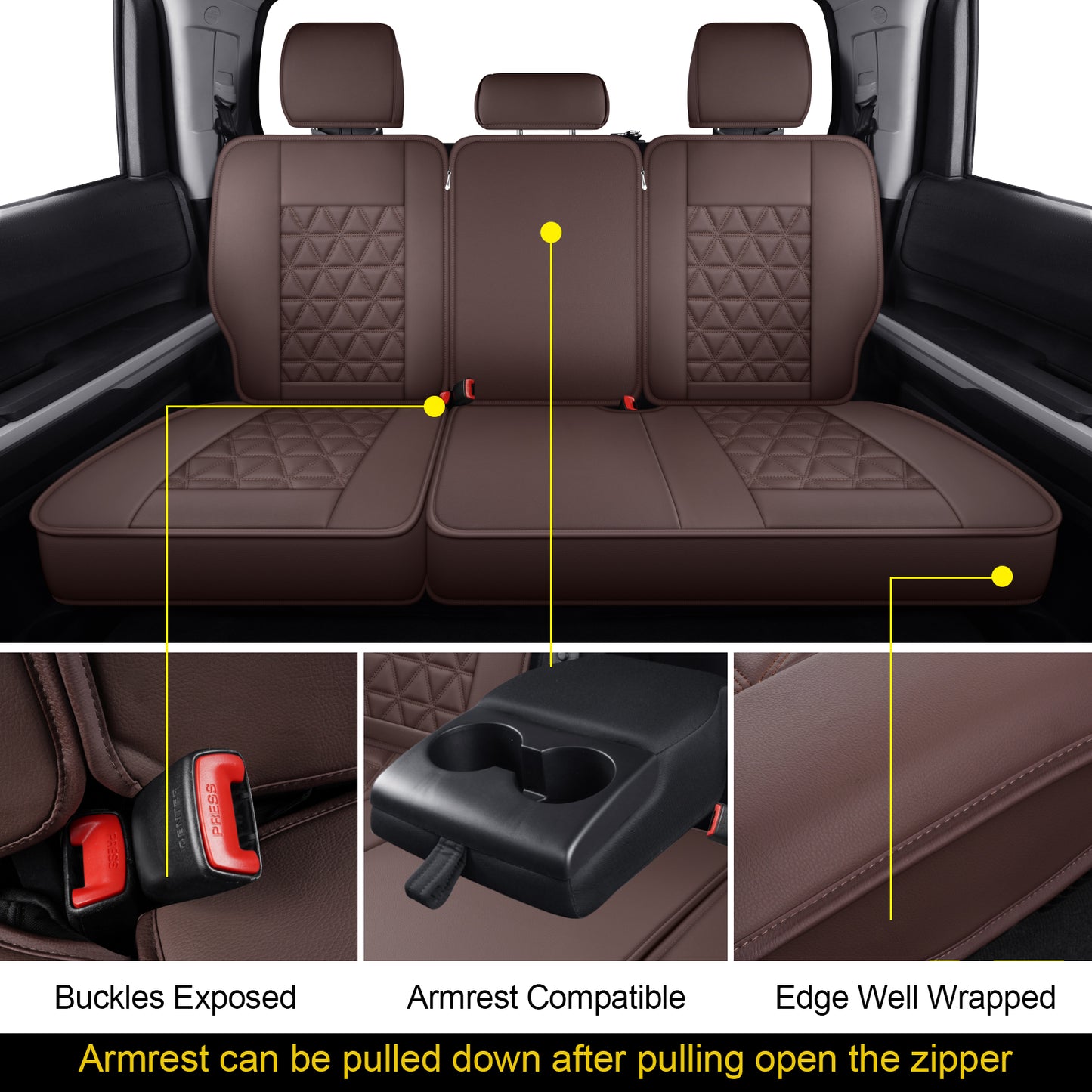 LUCKYMAN CLUB Tundra Seat Covers, Fit 2014-2021 Tundra Full Set Crew/CrewMax Cab, with Waterproof Faux Leather