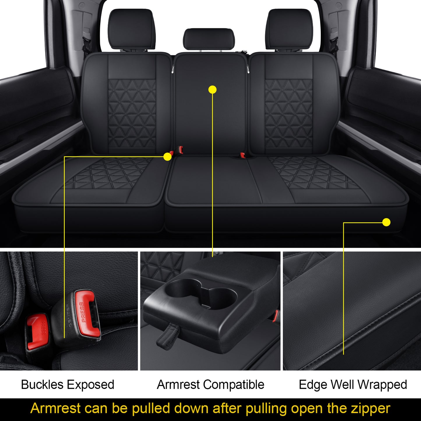LUCKYMAN CLUB Tundra Seat Covers, Fit 2014-2021 Tundra Full Set Crew/CrewMax Cab, with Waterproof Faux Leather