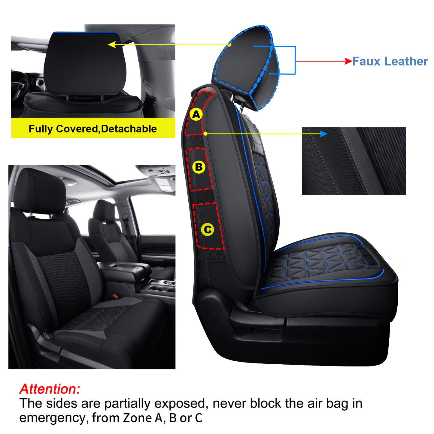 LUCKYMAN CLUB Tundra Seat Covers, Fit 2014-2021 Tundra Full Set Crew/CrewMax Cab, with Waterproof Faux Leather