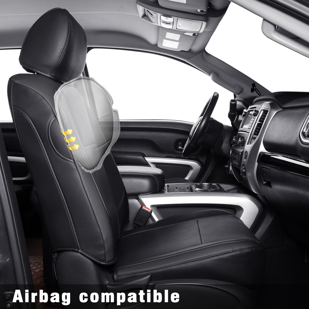 LUCKYMAN CLUB 2018-2024 Titan Seat Covers Waterproof leather Fit Nissan SV PRO-4X Platinum Reserve S SL Crew Caba and Extended Cab&Regular Cab truck seat cover