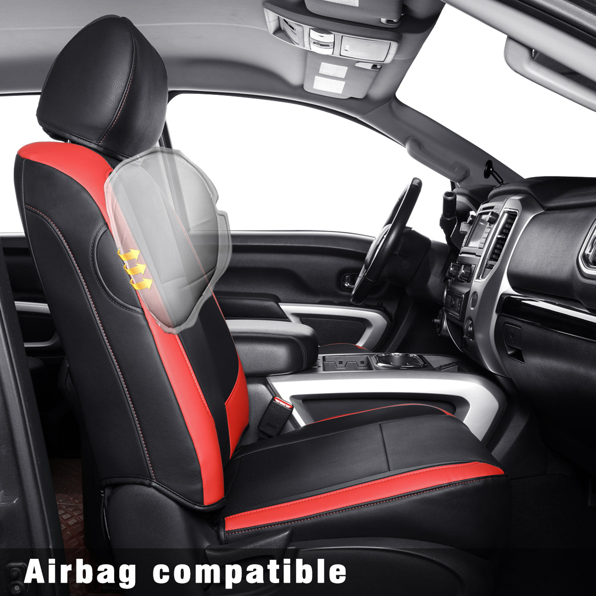 LUCKYMAN CLUB 2018-2024 Titan Seat Covers Waterproof leather Fit Nissan SV PRO-4X Platinum Reserve S SL Crew Caba and Extended Cab&Regular Cab truck seat cover