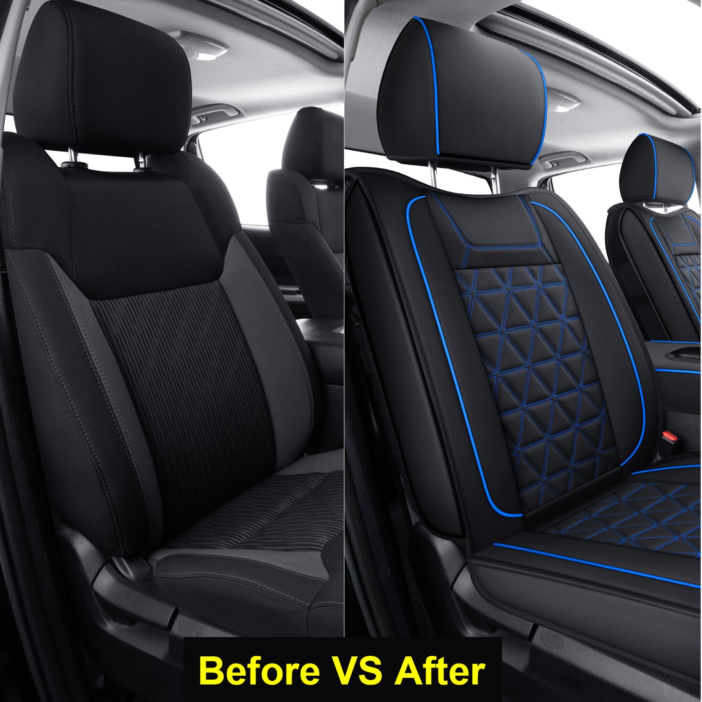 LUCKYMAN CLUB Tundra Seat Covers, Fit 2014-2021 Tundra Full Set Crew/CrewMax Cab, with Waterproof Faux Leather
