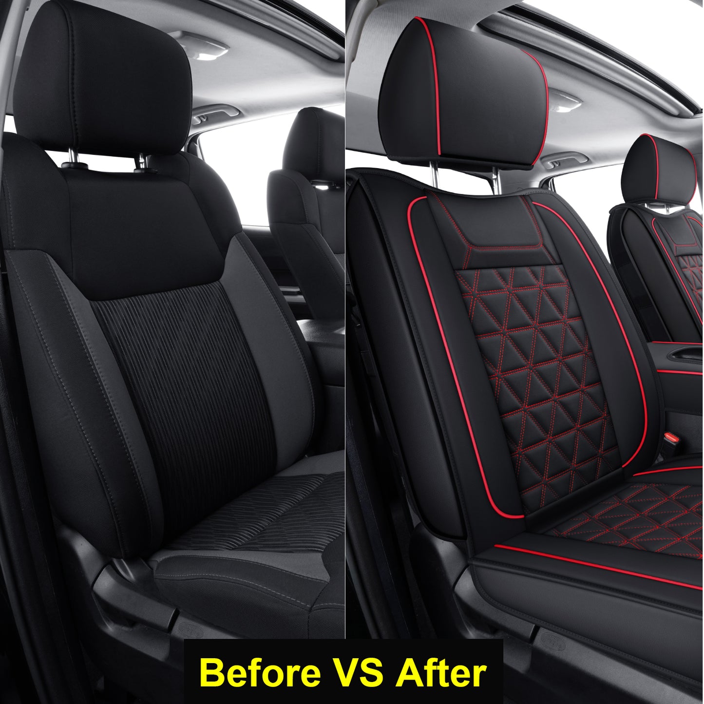 LUCKYMAN CLUB Tundra Seat Covers, Fit 2014-2021 Tundra Full Set Crew/CrewMax Cab, with Waterproof Faux Leather