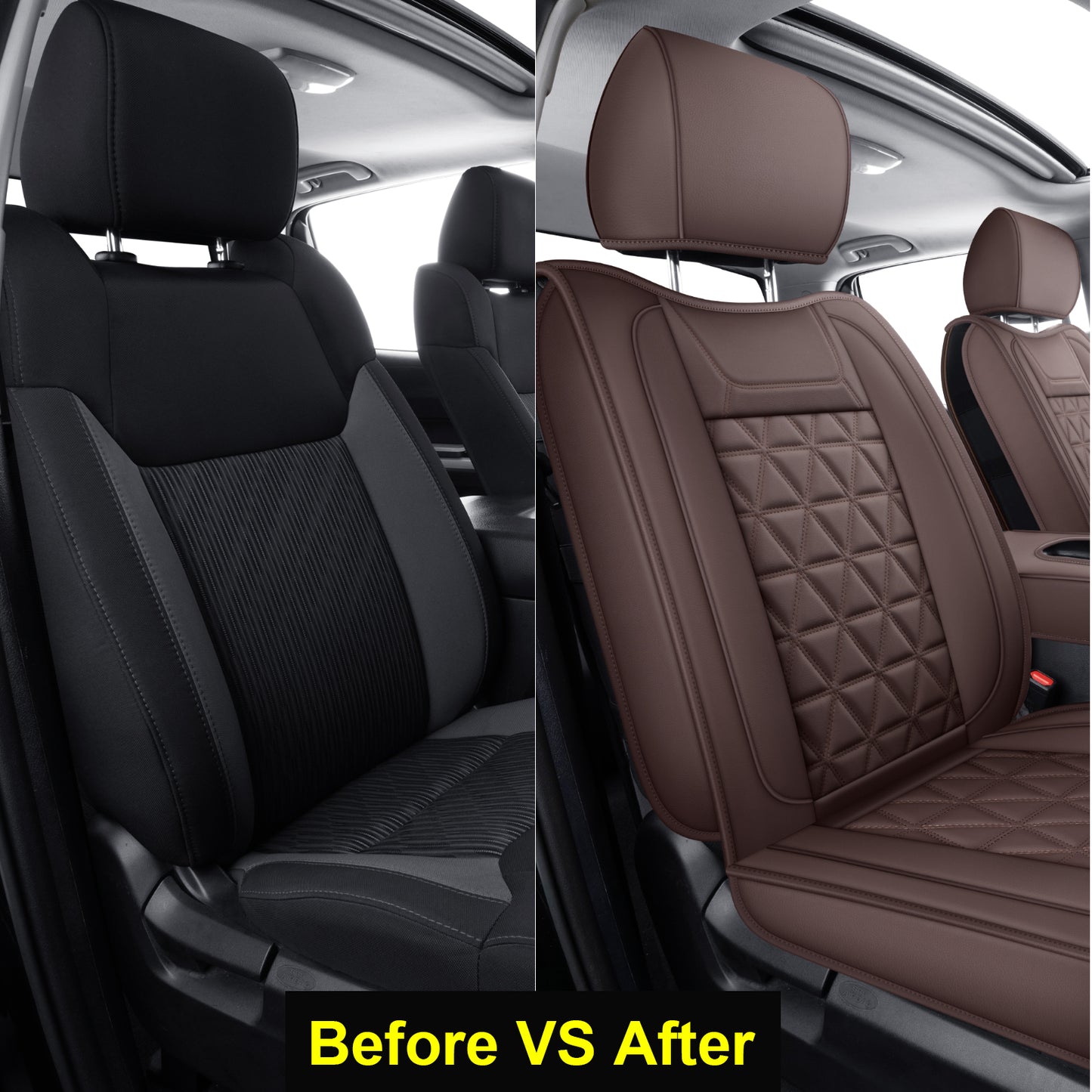 LUCKYMAN CLUB Tundra Seat Covers, Fit 2014-2021 Tundra Full Set Crew/CrewMax Cab, with Waterproof Faux Leather