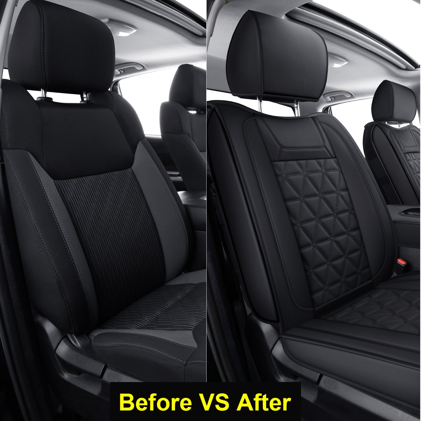 LUCKYMAN CLUB Tundra Seat Covers, Fit 2014-2021 Tundra Full Set Crew/CrewMax Cab, with Waterproof Faux Leather