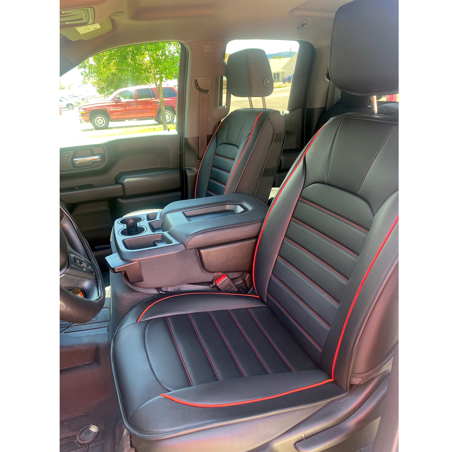 LUCKYMAN CLUB Silverado Seat Covers Fit for 2007-2024 Chevy Silverado Sierra 1500/2500 HD / 3500 HD Crew,Double,Extended Cab with Water Proof Faux Leather
