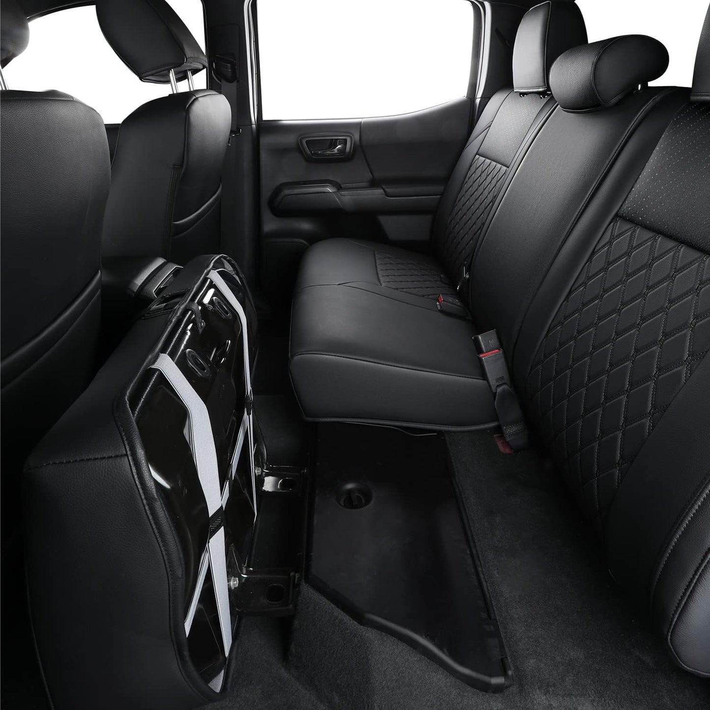 LUCKYMAN CLUB Tacoma Full-Set Seat Covers Fit Tacoma 2016 2017 2018 2019 2020 2021 2022 2023 Double/Crew Cab Only, with Faux Leather